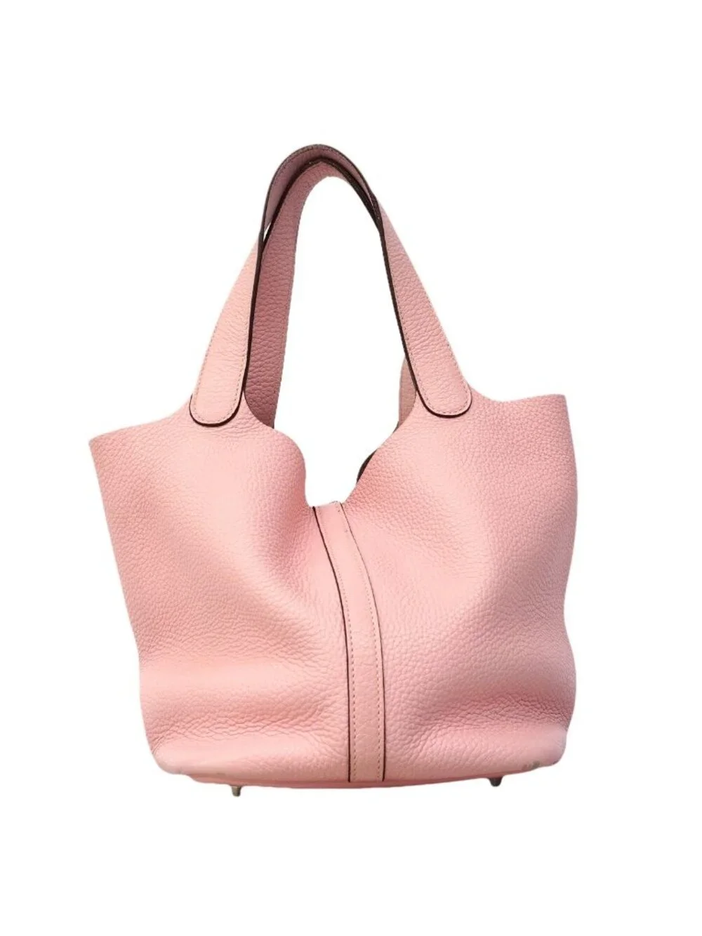 Hermes Handbag Picotin Lock MM Taurillon Clemence Rose Sakura Silver